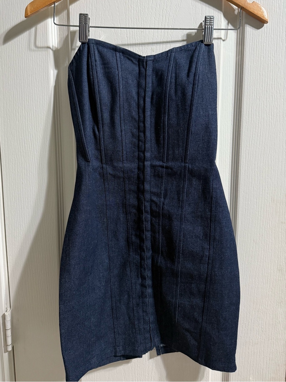 Edikted Strapless Dark Navy Denim Mini Dress